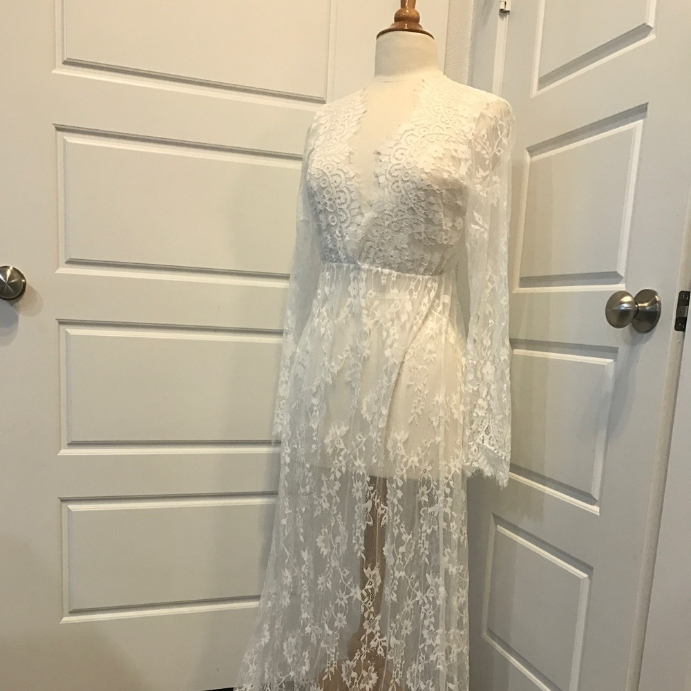 White Lace Maternity Dress